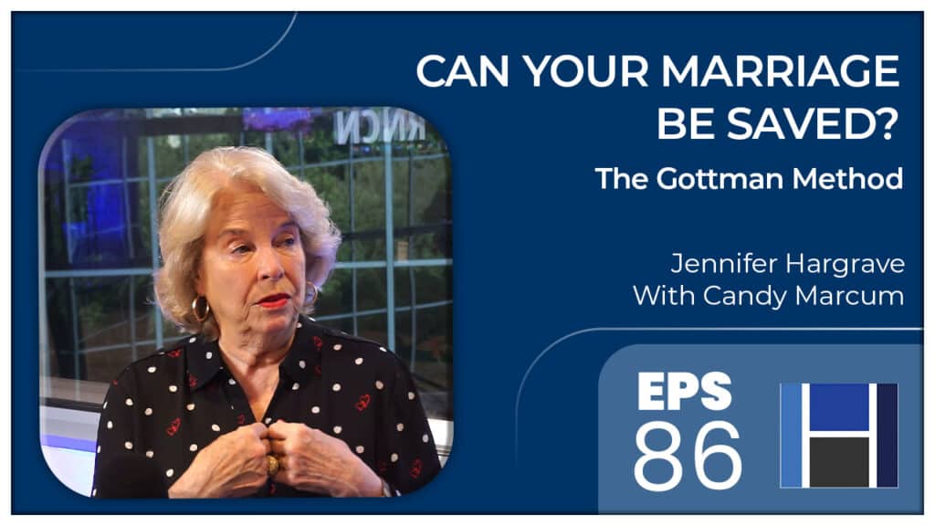 Podcast graphic featuring woman discussing marriage counseling