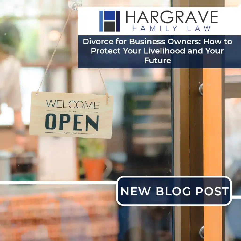 Open sign on storefront with law firm blog announcement