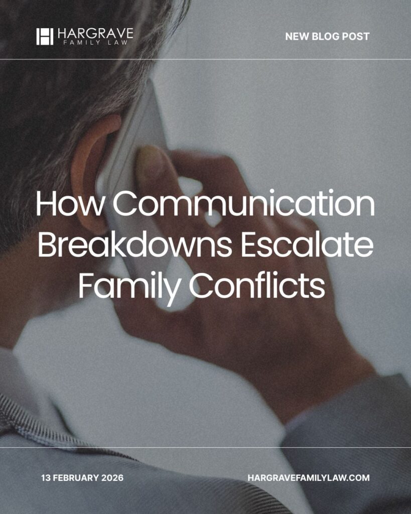 Person holding phone with family law blog title