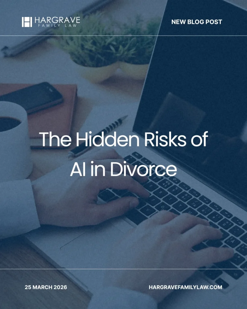 Blog post graphic about AI risks in divorce