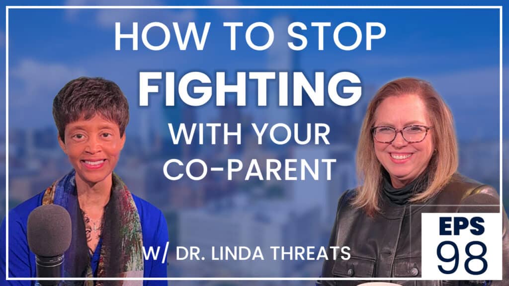 Podcast cover about co-parenting conflict resolution