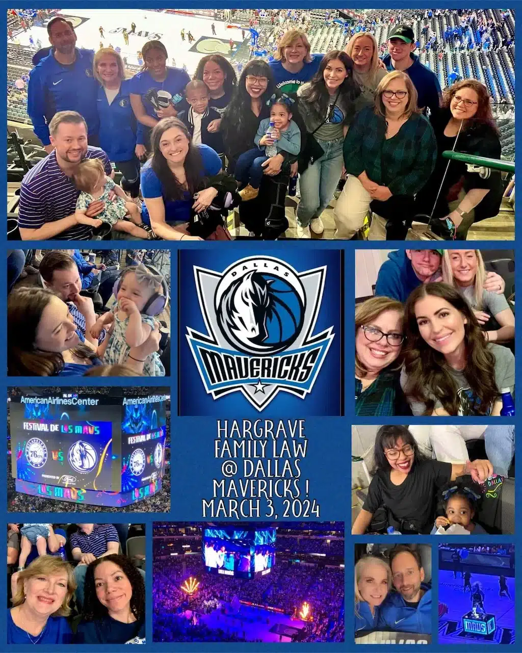 Group at Dallas Mavericks game collage March 2024
