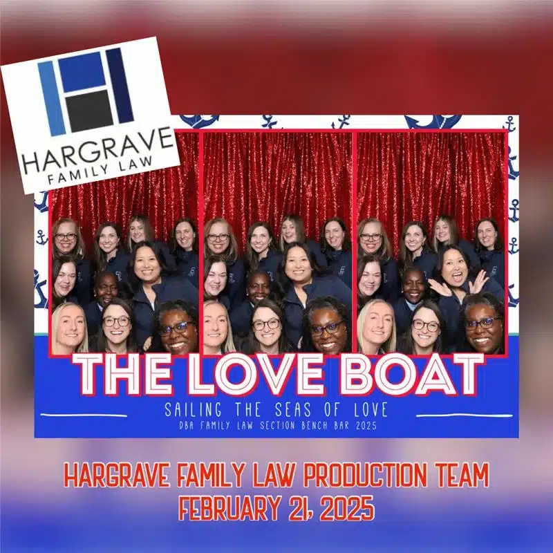 Hargrave Family Law team photo collage with red backdrop
