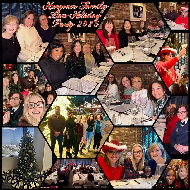 Collage of Hargrave Family Law holiday party 2025