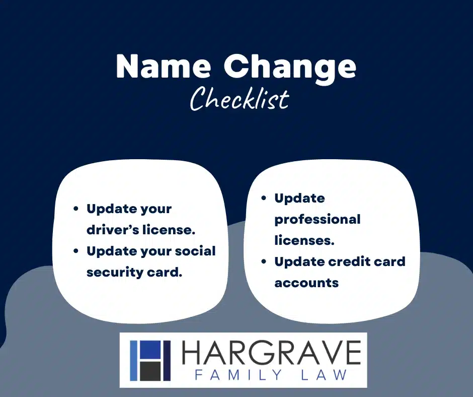 Name change checklist from Hargrave Family Law