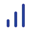 Simple blue bar chart icon with rising bars