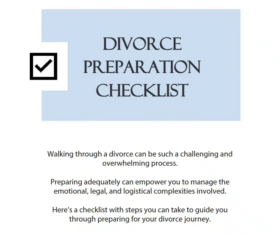 Divorce preparation checklist title with checkmark icon
