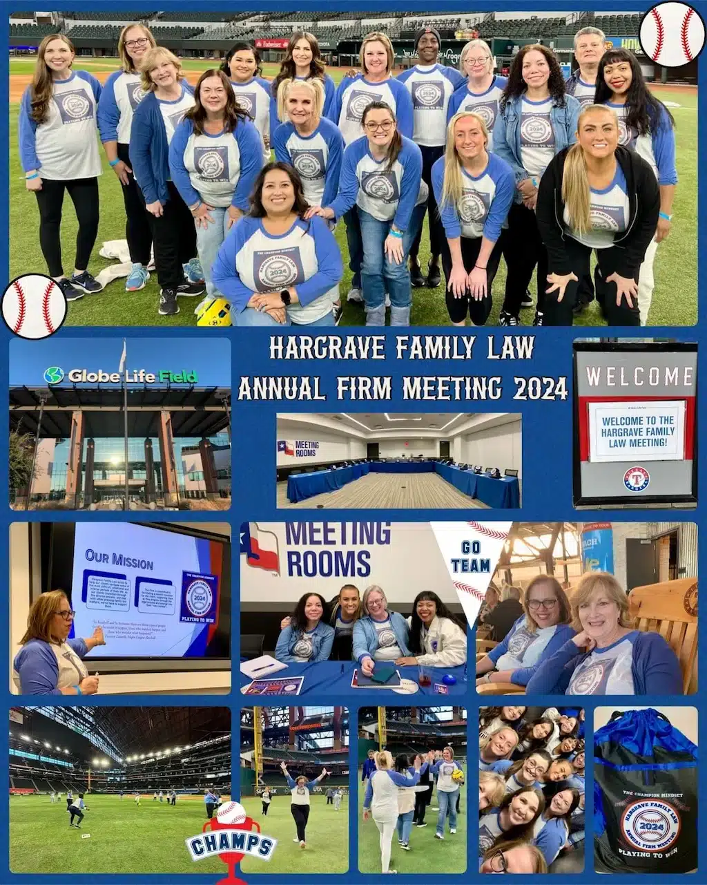 Law firm team at baseball stadium meeting