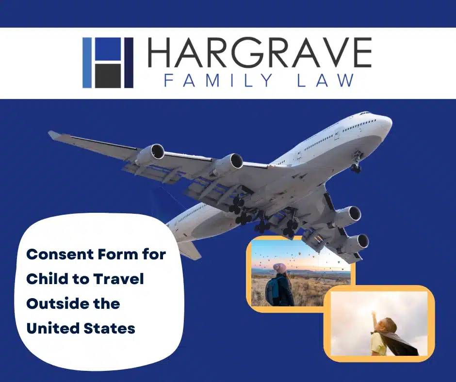 Airplane with child travel consent form advertisement