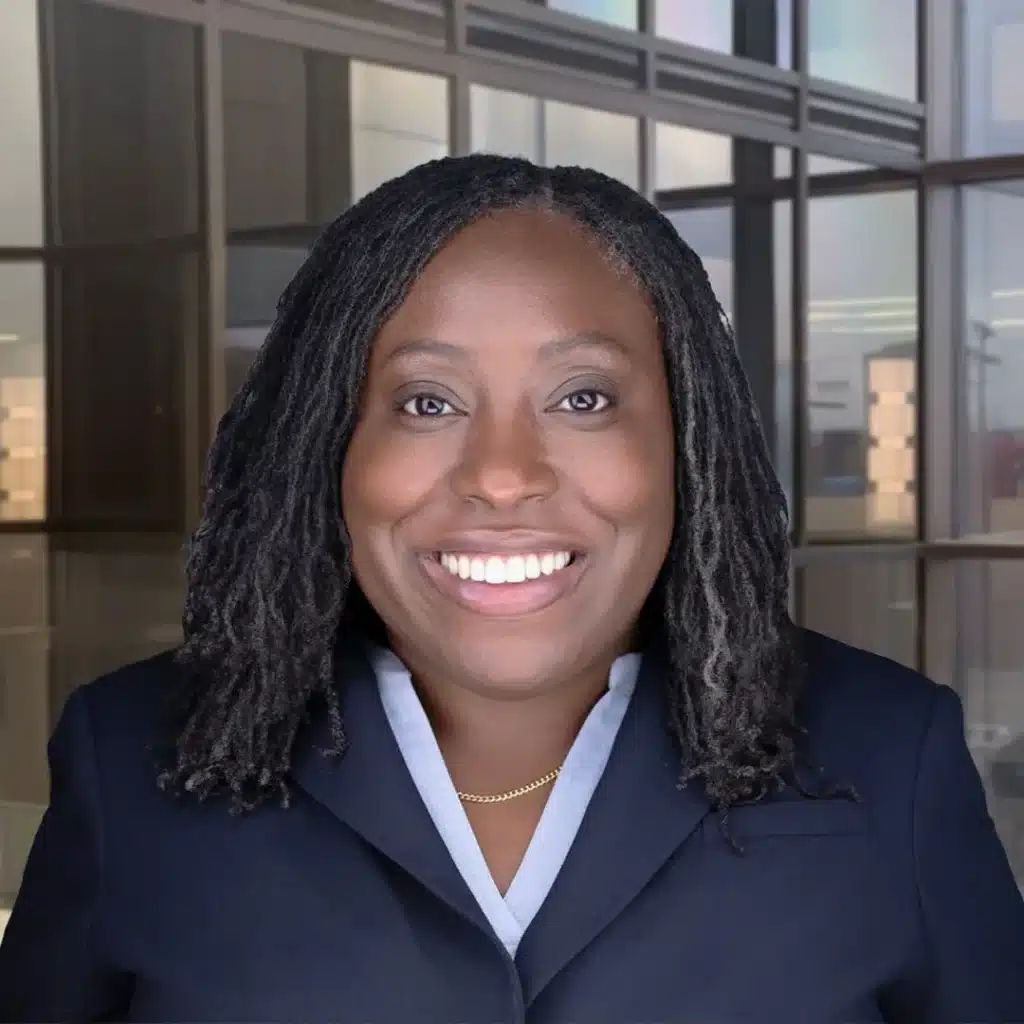 Smiling professional woman in office setting