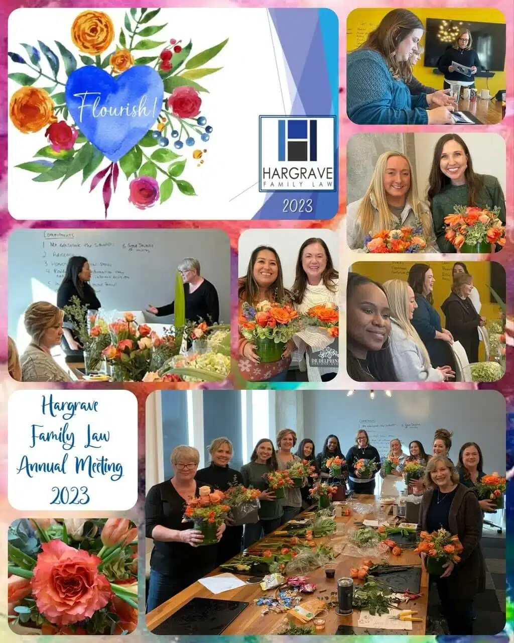 Women holding bouquets at annual meeting workshop