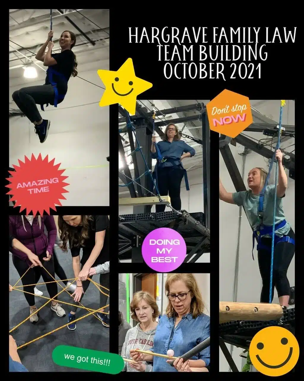 Team building event at indoor ropes course