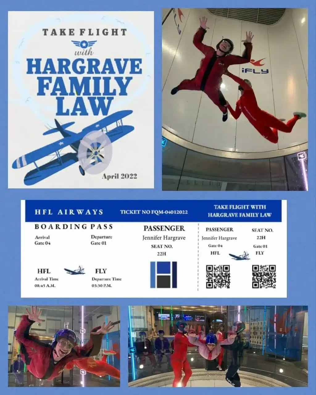 Indoor skydiving promotion for Hargrave Family Law