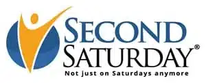 Second Saturday logo with tagline and figure