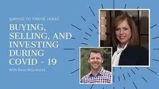 Webinar graphic about buying, selling, investing during COVID-19