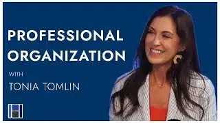 Professional Organization banner with smiling woman and text