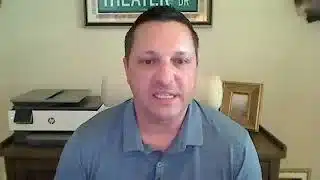Man speaking in home office setting