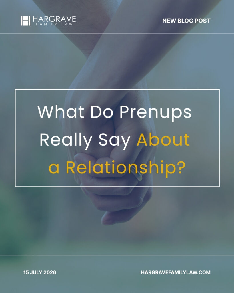 Couple holding hands with prenup blog title overlay