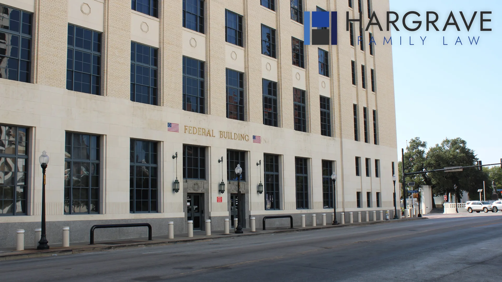 A downtown Dallas federal office building, where international divorce and cross-border custody cases are handled.